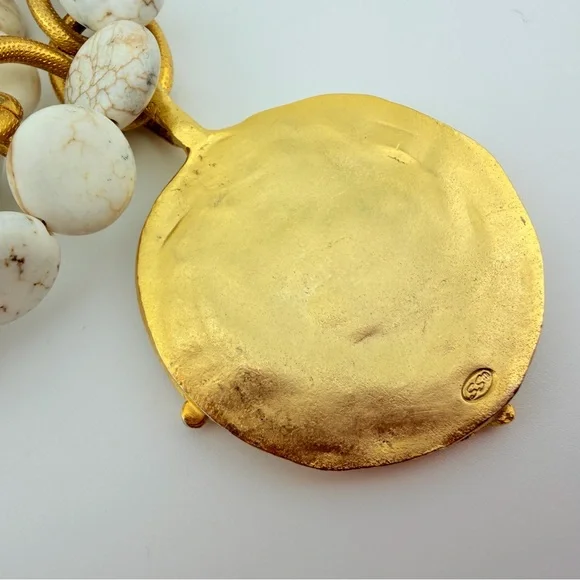 Susan Shaw Mixed Metal Coin Multi-Strand White Turquoise Coin Necklace - Picture 6 of 9